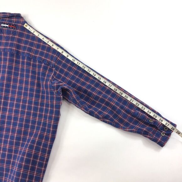 Vintage Tommy Hilfiger mens shacket Shirt m 90s y2k plaid preppy 80s oversized - Picture 9 of 12